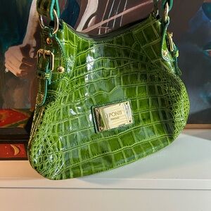 I PONTI FIRENZE Vintage Y2K 90's Lime Green Croc Shoulder Bag